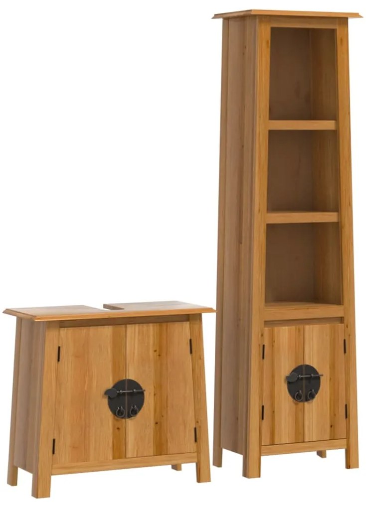 Set mobili da bagno 2 pz in legno massello di pino