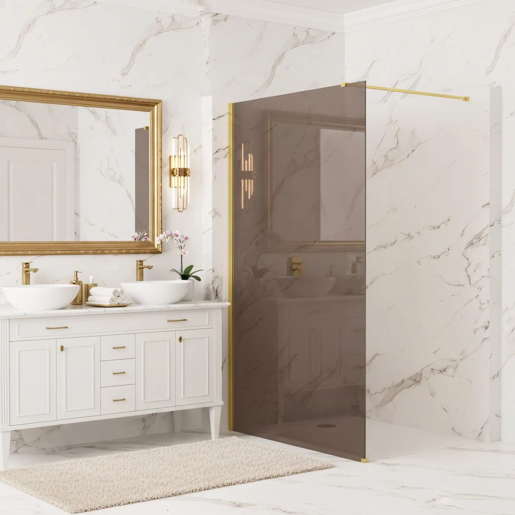 Parete doccia Rea Flexi Brown / Gold 90