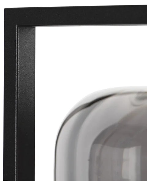 Lampada da terra di design nera con vetro fumé - Qara Down