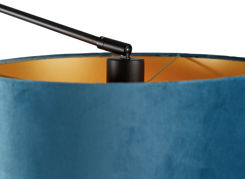 Applique nera con paralume in velluto blu 35 cm regolabile - Blitz
