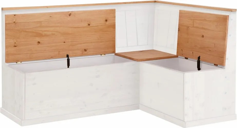 Panca angolare variabile bianca in legno di pino con spazio di archiviazione Silas - Støraa