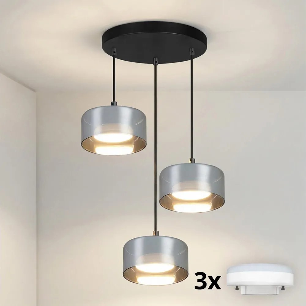 Brilagi - LED Lampada a sospensione su cavo AURA LUX 3xGX53/30W/230V nero/fumé