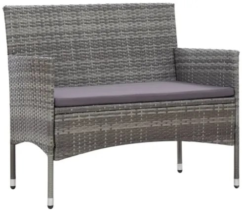 Panchina da Giardino 105 cm in Polyrattan Grigio