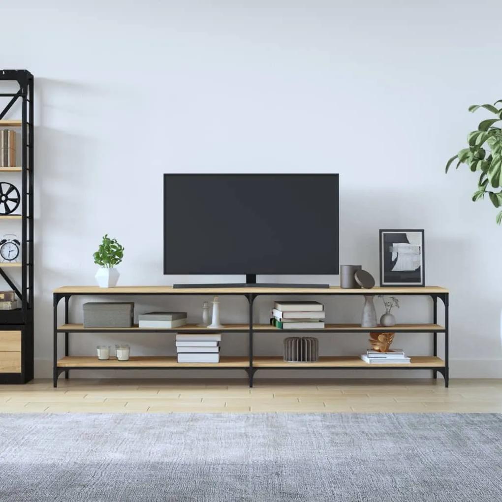 Mobile tv rovere sonoma 200x30x50cm legno multistrato e metallo