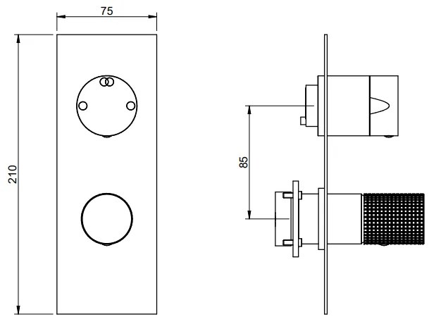 Treemme T30 RWIT5BA2CCZ4 miscelatore monocomando zigrinato con deviatore 2 uscite senza parte incasso cromo