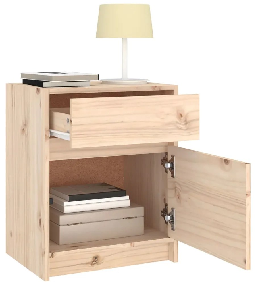 Comodino 40x31x50 cm in legno massello di pino