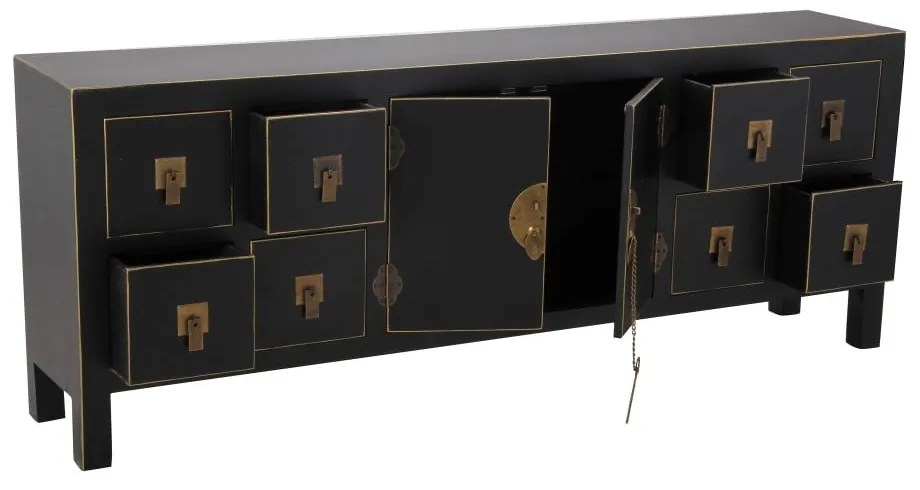 Cassettiera bassa nera 130x50,5 cm Oriente - Ixia