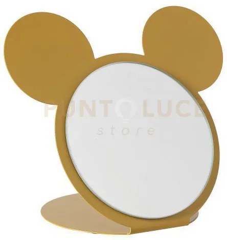 Specchio da tavolo di design mouse ocra in ferro, vetro per lo spec...