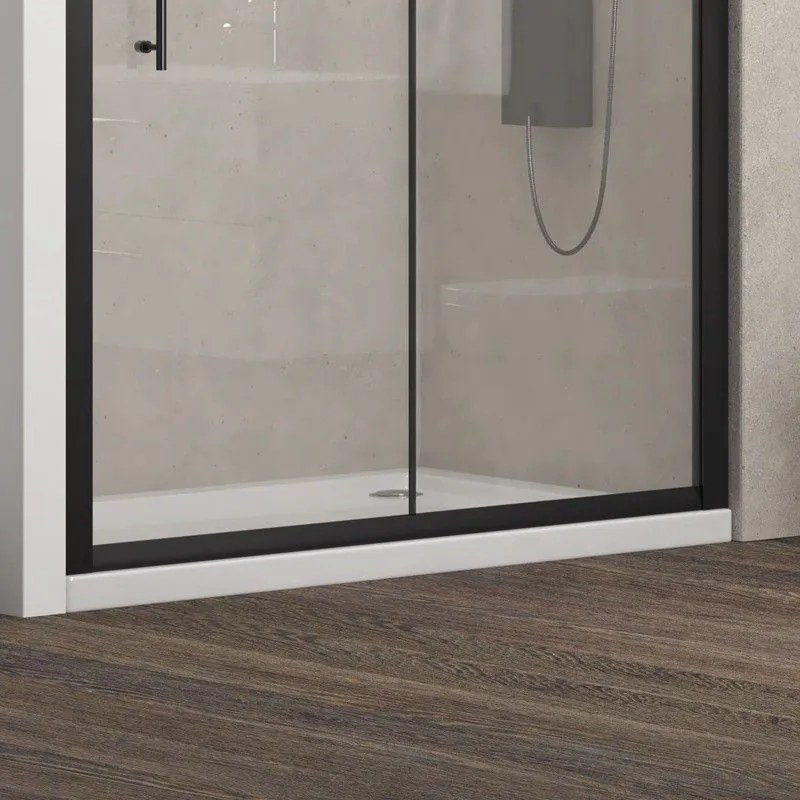 Kamalu - Porta doccia nicchia 100cm telaio colore nero anticalcare KFN5000