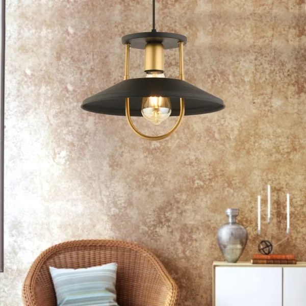 Lampadario a sospensione con filo 1xE27/40W/230V nero/oro