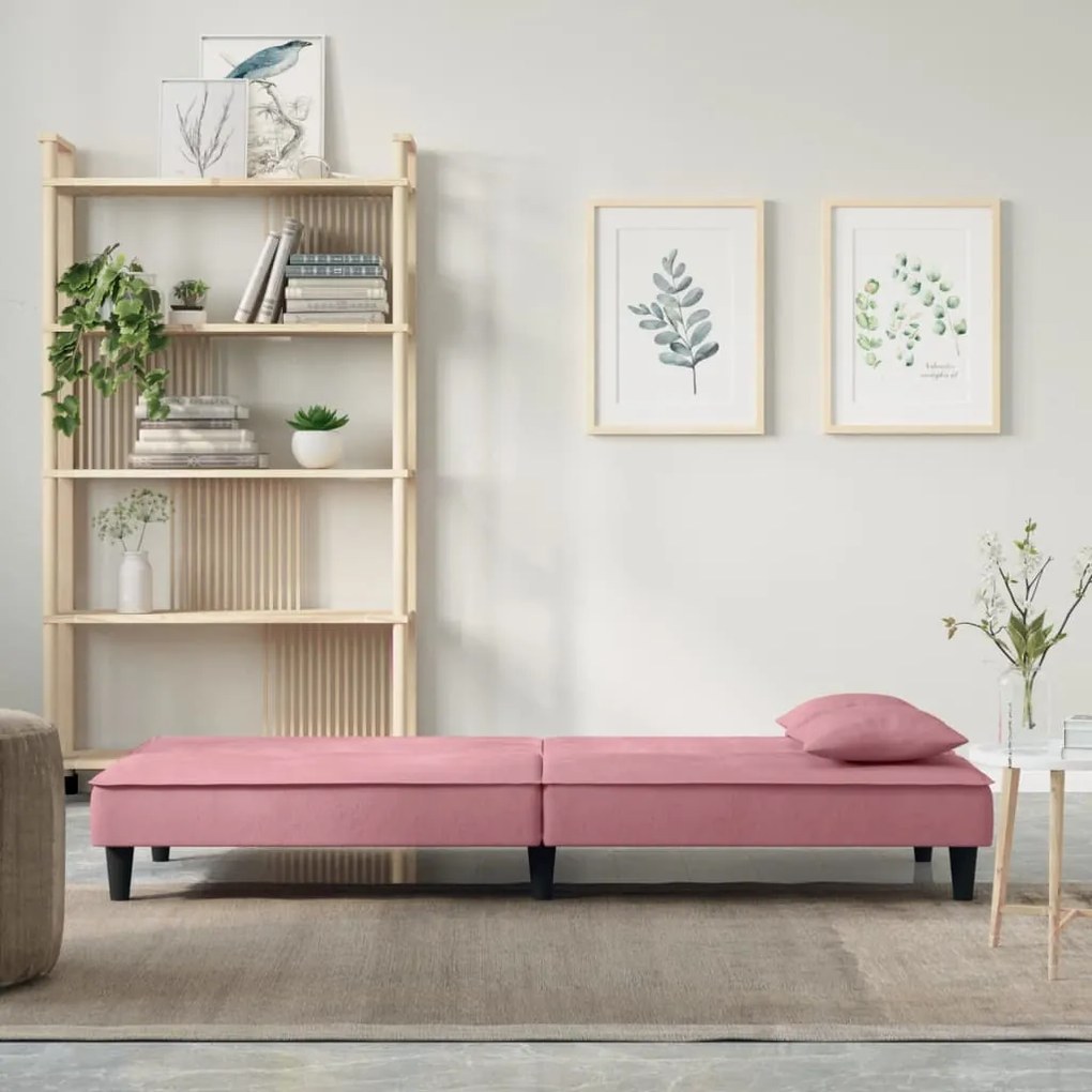 Divano letto rosa in velluto