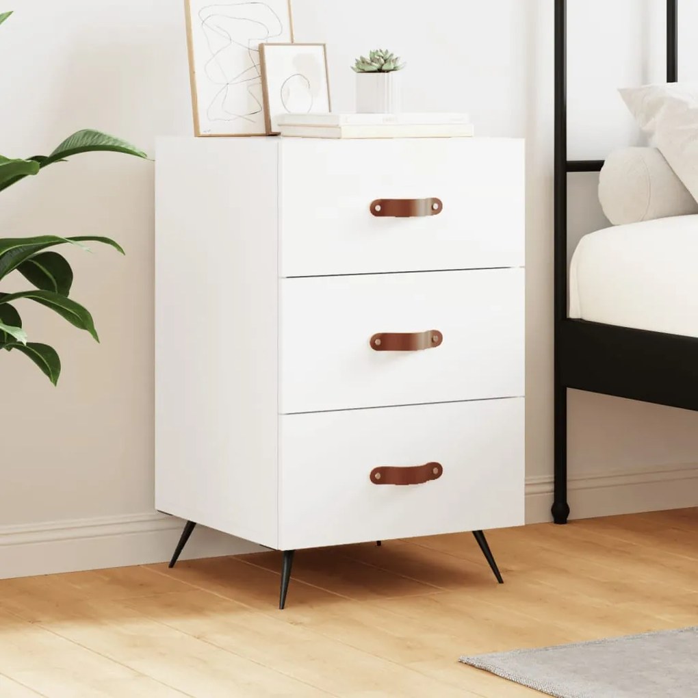 Comodino Bianco 40x40x66 Cm İn Legno Multistrato /