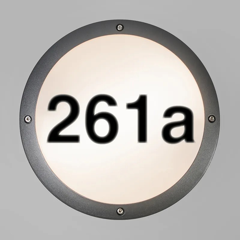 Lampada da parete per esterni antracite con numero civico IP54 - Glow