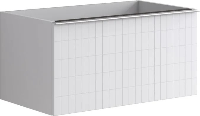 Cassettiera Pixel con 2 cassetti frontale grid laccato opaco bianco e maniglia alluminio brillante L80 x H40 x P45,5cm