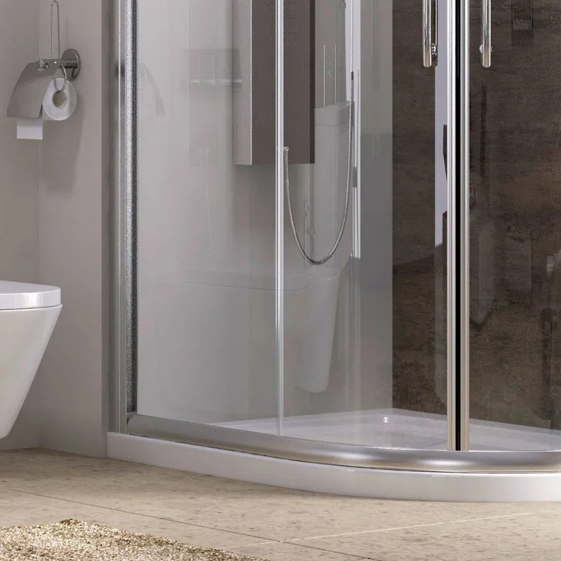Box doccia stondato 100x80cm vetro trasparente KAM-K270 - KAMALU