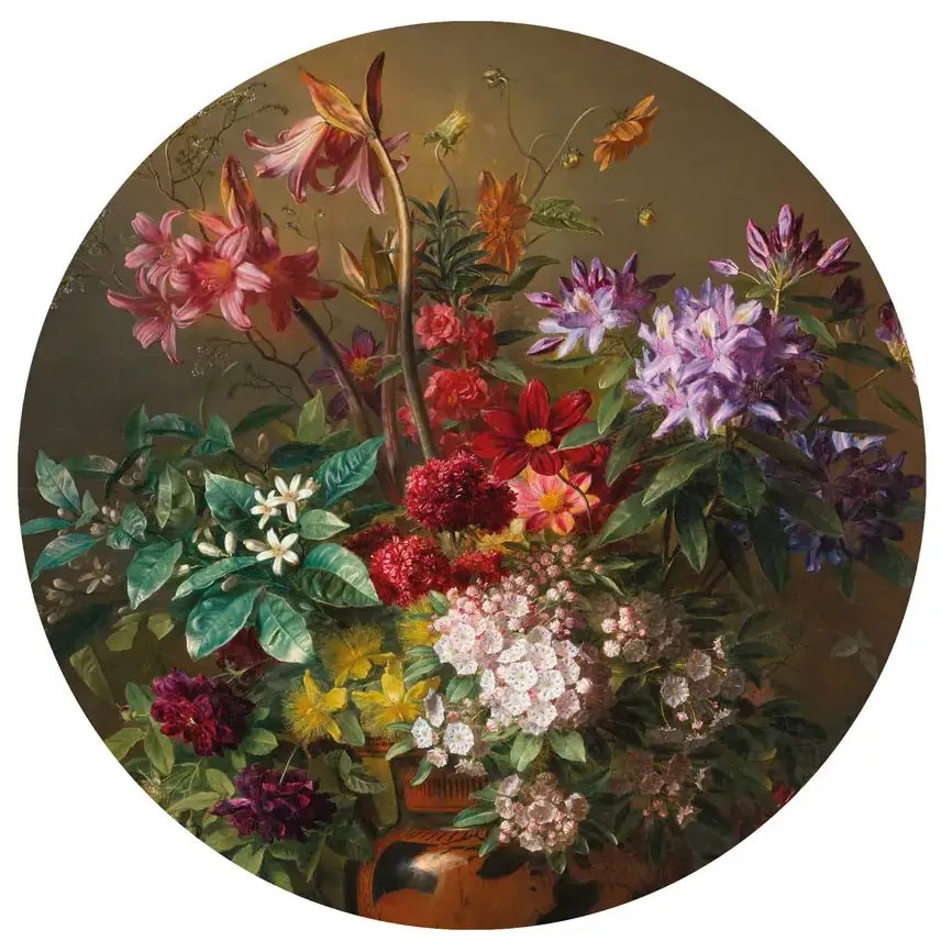 KEK Amsterdam Carta da parati panoramica Golden Age Flowers 7 Circle - S - 1.425m