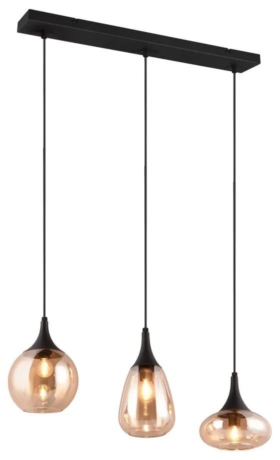 Lampada a sospensione nero-arancio con paralume in vetro Lumina - Trio