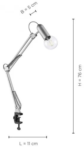 Leuchten Direkt 14773-55 - Lampada da tavolo con morsetto TURN ME 1xE27/60W/230V cromo