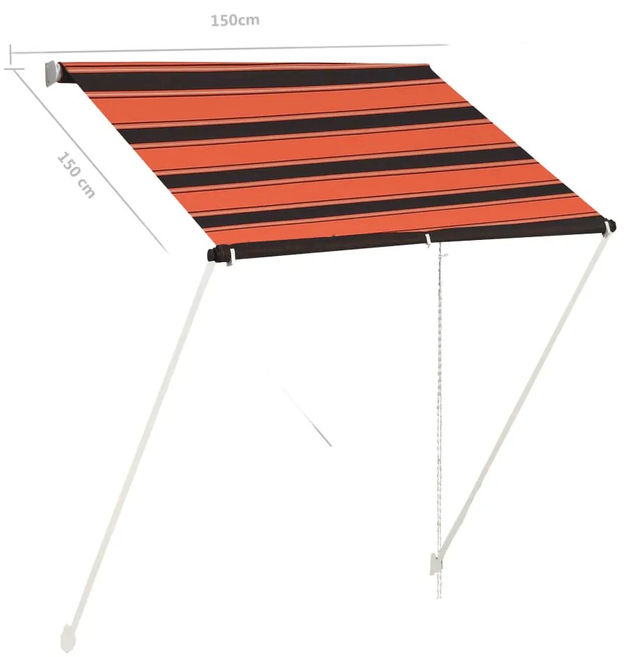 Tenda da Sole Retrattile 150x150 cm Arancione e Marrone