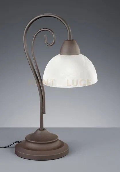 Country lampada da tavolo anticata curva+vetro h 40cm 1 luce attacc...