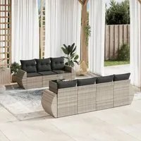 Set Divano da Giardino 8pz con Cuscini Grigio Chiaro Polyrattan 3221131