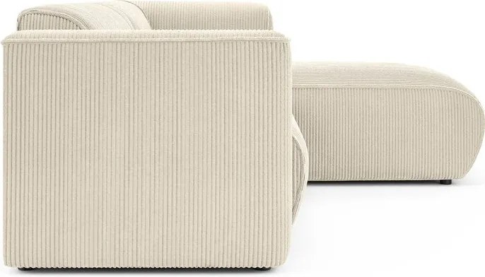 Divano angolare beige (con penisola a destra/con chaise lounge) con rivestimento in velluto a coste Merid – Ropez