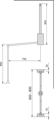 Appendiabiti regolabile per armadio 60 - 83 cm moka Acciaio e Tecnoplastica