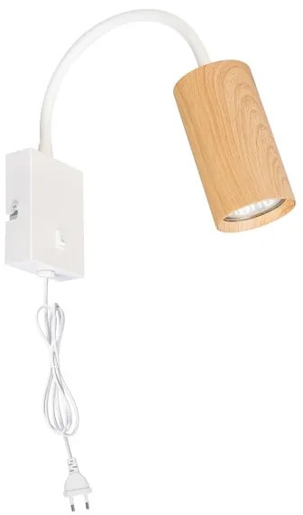 Brilagi - Lampada flessibile da muro SELE 1xGU10/30W/230V bianco/decorazioni in rovere