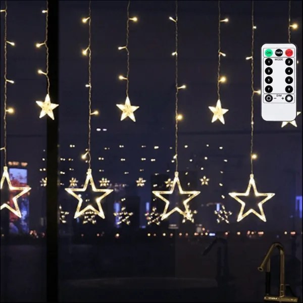 Aigostar - Catena luminosa natalizia LED da esterno 120xLED/6W/230V/8 funzioni 3x0,6m IP44 bianco caldo+telecomando
