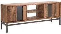 Porta Tv Yellowstone 145x40x60 cm in Legno di Acacia e Ferro Marrone e Nero