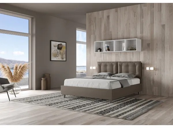 Letto matrimoniale contenitore imbottito 160x190 similpelle cappuccino Annalisa