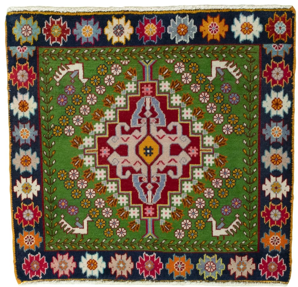 Shiraz Tappeto 60x60 Rosso (Iran) Annodato A Mano