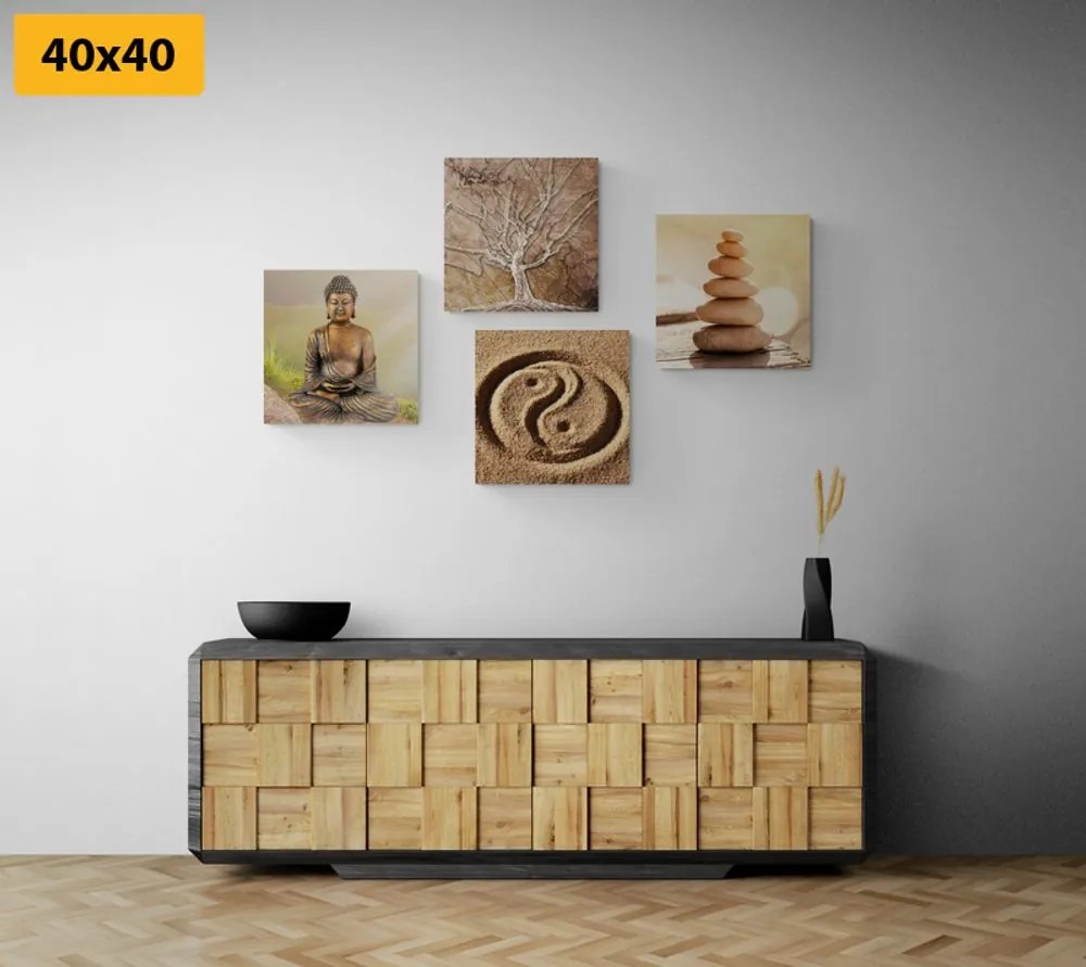 Set di quadri – Feng Shui in tonalità beige