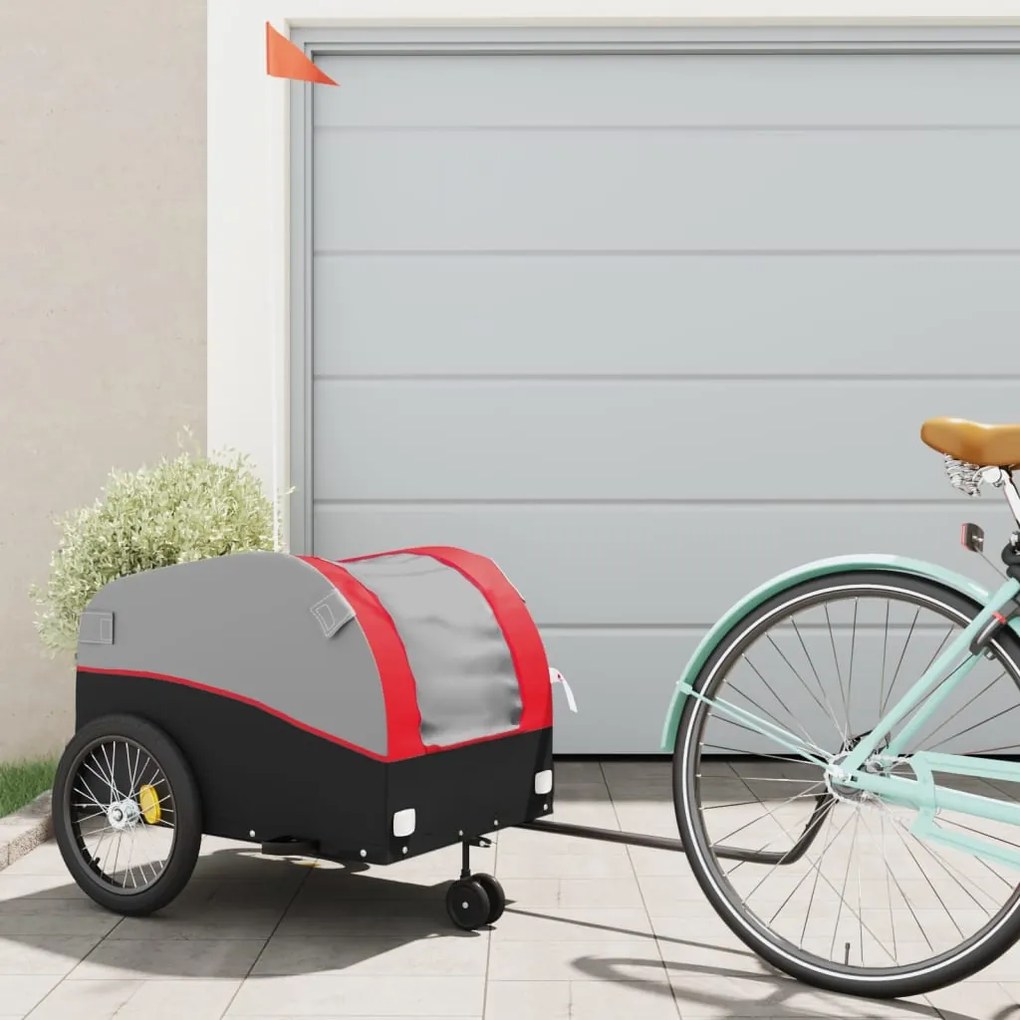 Rimorchio Da Bici Nero E Rosso 45 Kg İn Ferro /