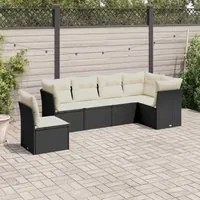 Set Divano da Giardino 6 pz con Cuscini Nero in Polyrattancod mxl 111248