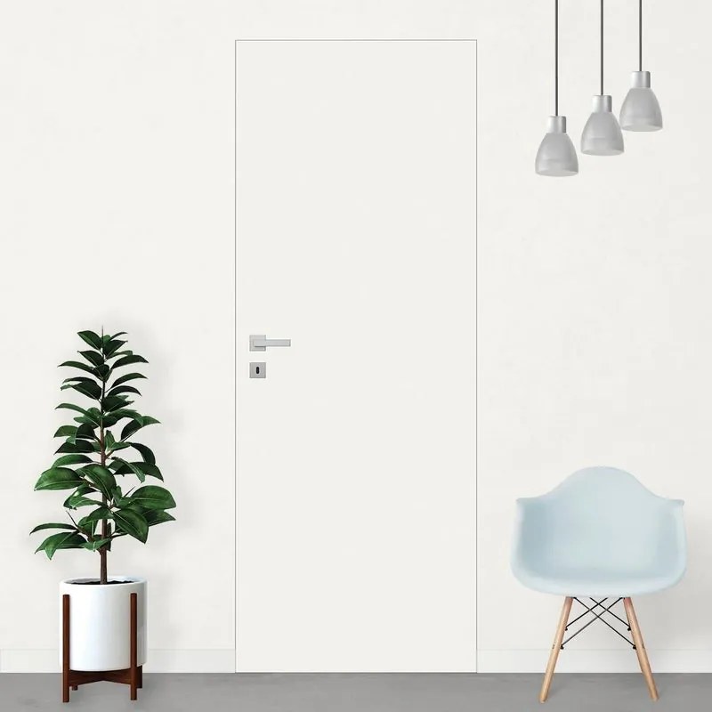 Porta interna a battente Filomuro Paint F in legno colore bianco, L 90 x H 210 cm, apertura reversibile