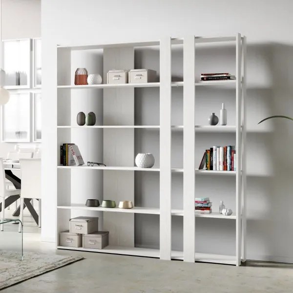 Libreria a parete in legno Bianco Frassino 178x204h cm - KATO C