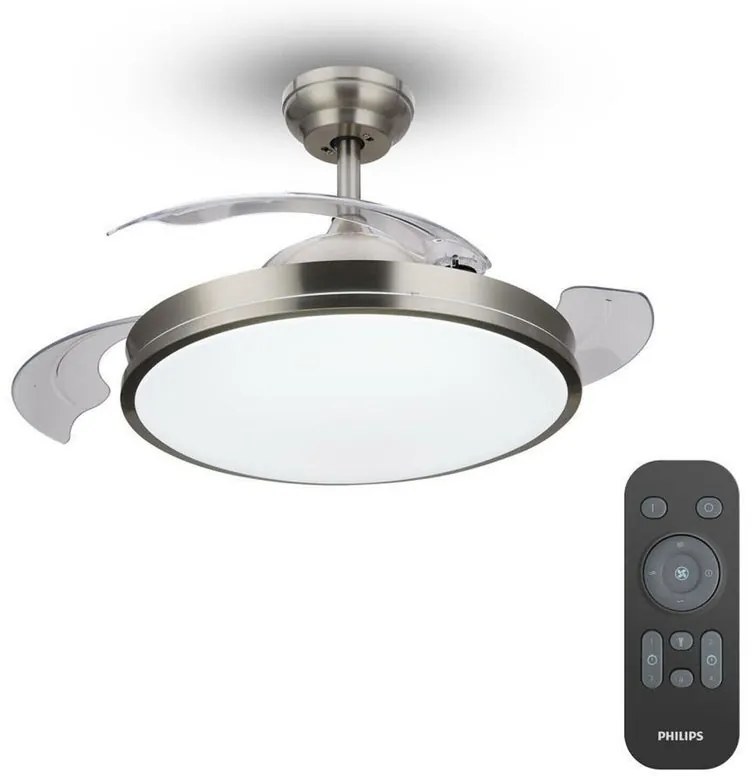 Ventilatore da soffitto Bliss pale retrattili trasparenti, struttura nichel ø 48.5 cm PHILIPS