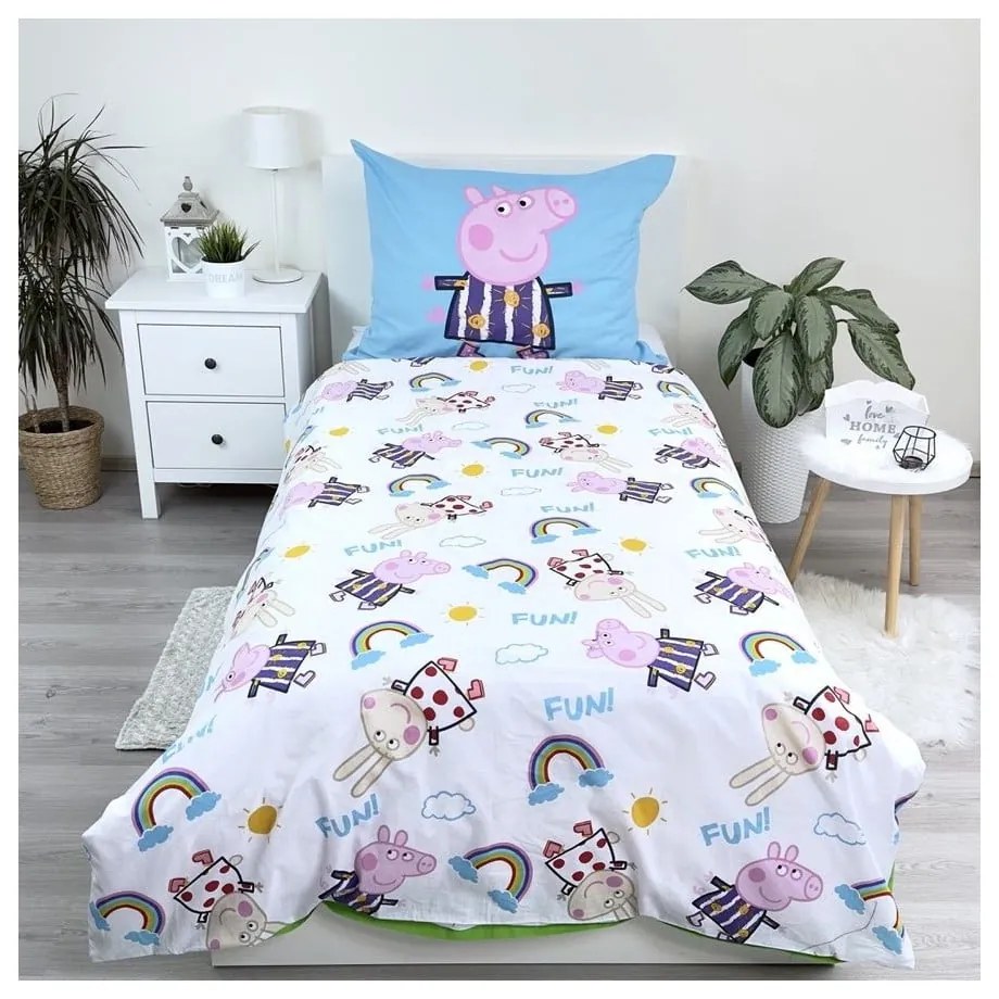Biancheria da letto per bambini con effetto fosforescente in cotone per letto singolo 140x200 cm Peppa Pig – Jerry Fabrics