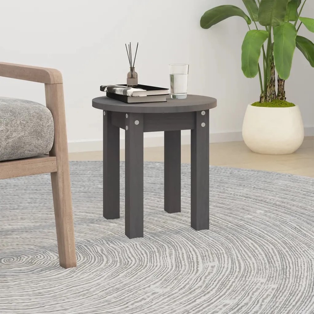Tavolino da salotto grigio Ø 35x35 cm in legno massello di pino