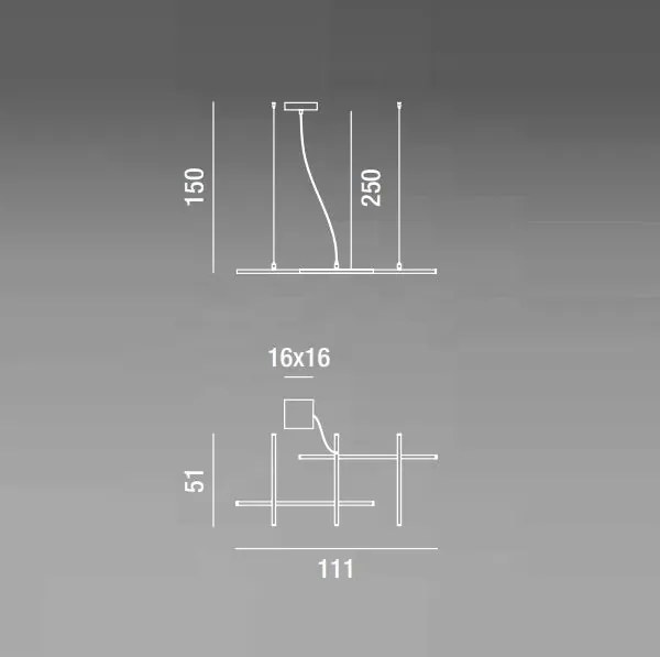 NET sospensione moderna LED dimmerabile 3000K-6000K, design minimal in metallo e alluminio