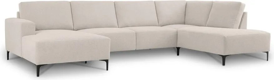 Divano angolare beige (con penisola a destra/a U) con rivestimento in ciniglia Fabian – Scandic