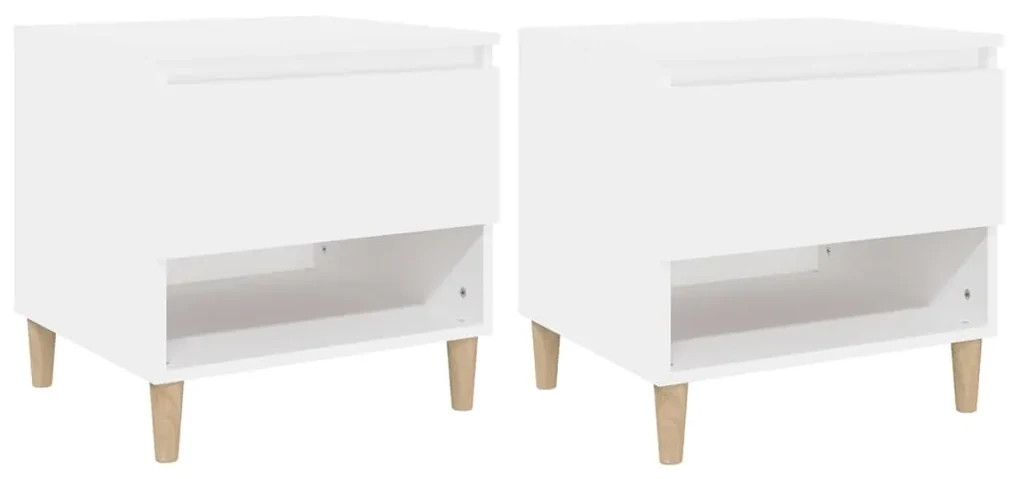 Comodini 2 pz bianchi 50x46x50 cm in legno multistrato