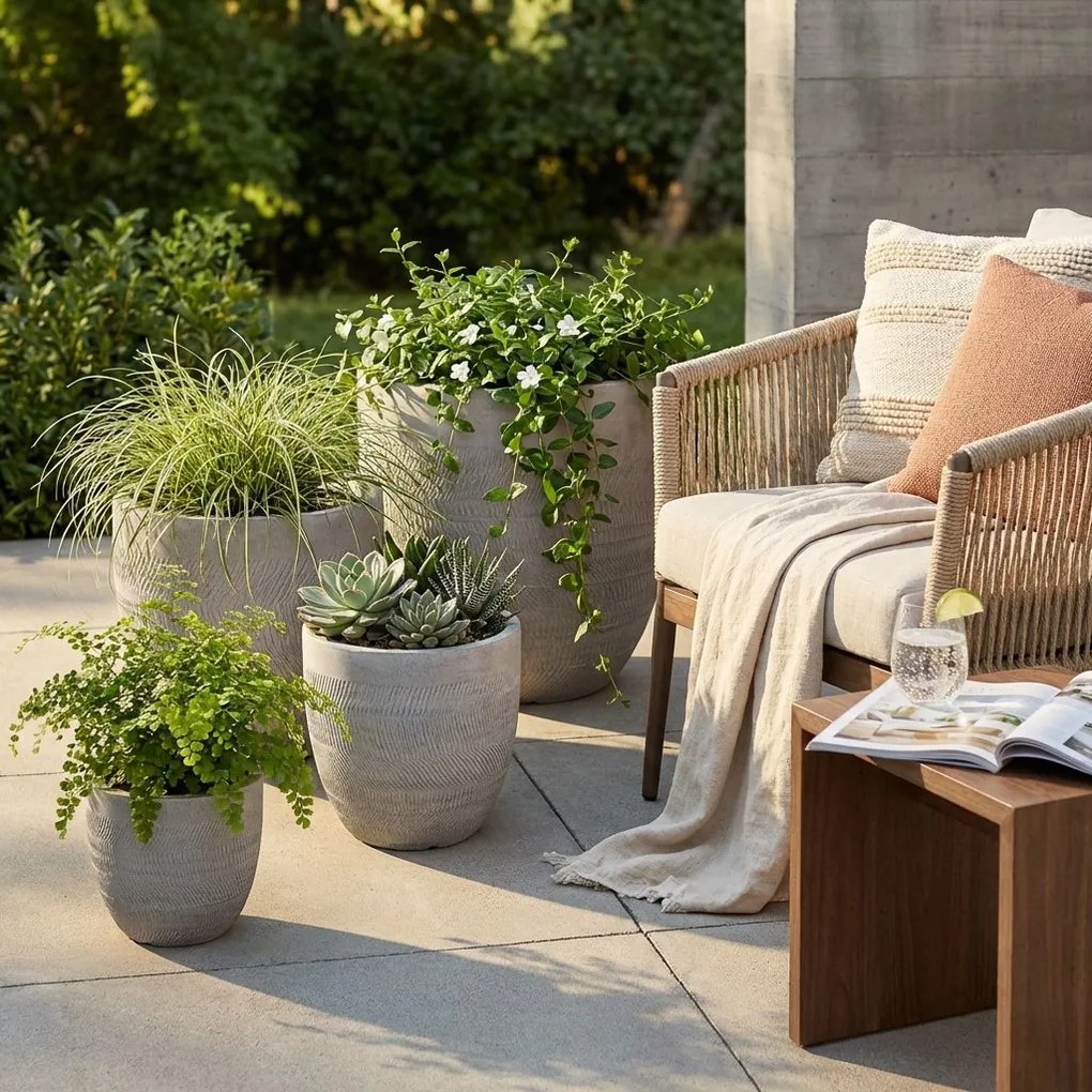 AFELANDRA - set di vasi in fibra sintetica