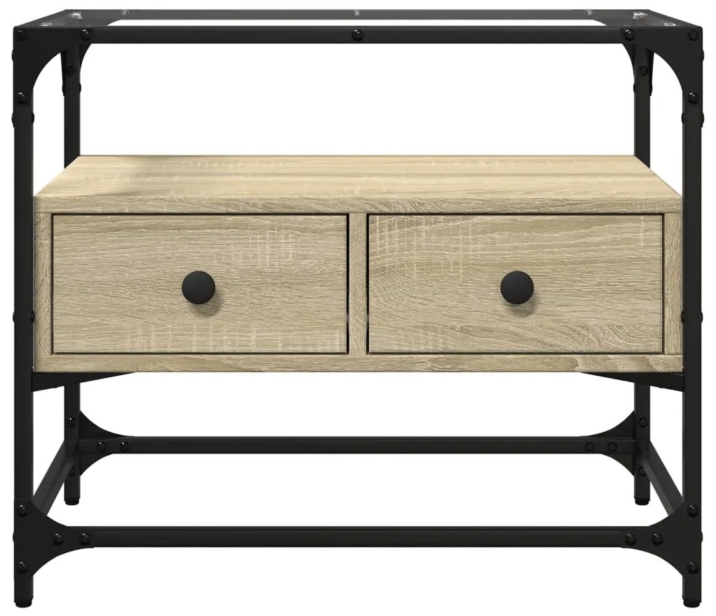 Mobile tv piano vetro rovere sonoma 60x35x51 legno multistrato