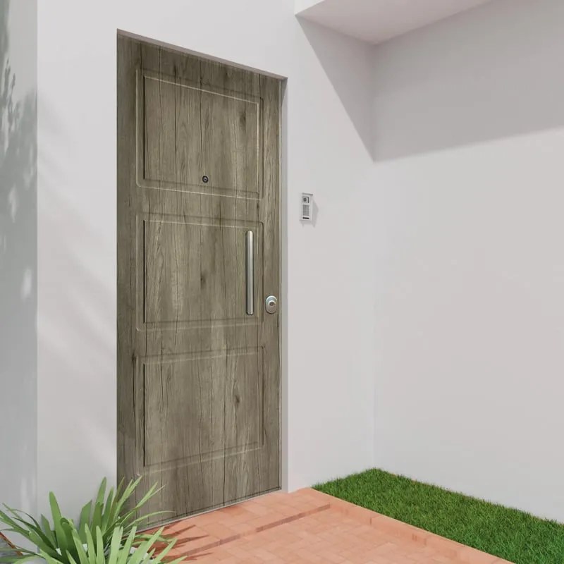 Porta blindata DI.BI. Blades L 80 x H 210 cm in PVC rovere/bianco, apertura spingere a sinistra, falso telaio incluso