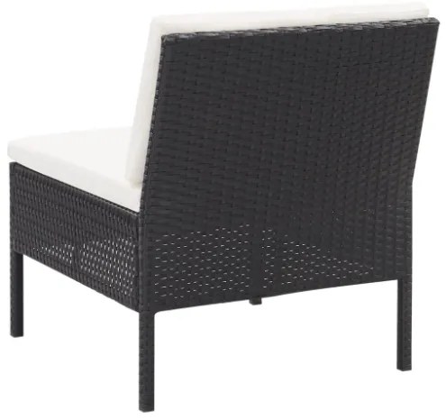 Set Divani da Giardino 3 pz con Cuscini in Polyrattan Nero