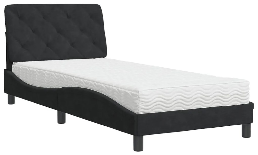 Letto con materasso nero 80x200 cm in velluto