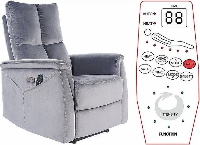 Poltrona relax elettrica Neptun M Velvet – grigio