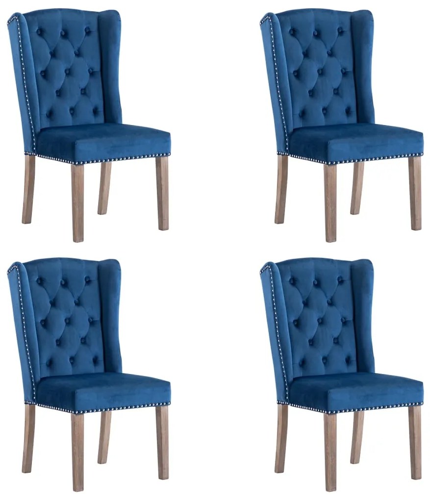 Sedie Da Pranzo 4 Pz Blu İn Velluto /